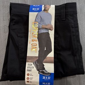 Copper & Oak Men's Tech Utility Pant Straight Fit Black  Size 36x32 NWT